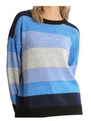 Umgee Blue and Black Striped Sweater thumbnail 1