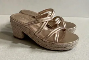 MARION PARKE Adrian Gold Leather Platform Espadrilles Sandals Size 37 / US 7 thumbnail 1