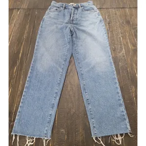 PacSun Women's High-Rise Straight Leg Raw Hem Jeans Blue Size 24 thumbnail 3