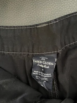 Faded Glory Black Cotton Shorts with Branded Waist Tag thumbnail 2
