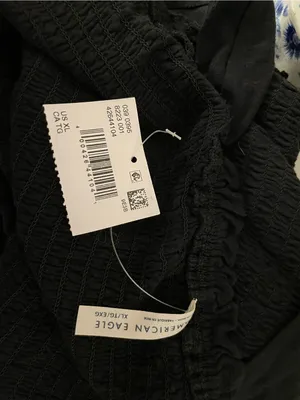 NWT American Eagle Outfitters Black Smocked Bodice Tiered Mini Dress XL thumbnail 5