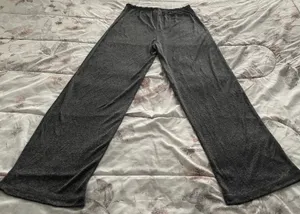 Grey Super Soft Wide Leg Pull On Lounge Drawstring Pants, size L thumbnail 6