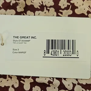 💕THE GREAT💕 The Long Sleeve Sleep Tee ~ Maroon Shadow Floral Size 3 Large NWT thumbnail 13