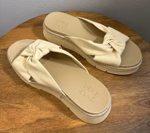 Naturalizer Dayana Casual‎ Slip-On Platform Knot Sandals Cream Size 7.5 Coastal thumbnail 1