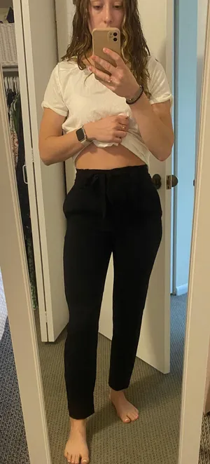 Black Taper Trousers With Tie Waist thumbnail 1