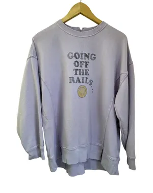 Aerie Oversized Graphic Sweatshirt‎ Purple Cozy Casual Pullover Size S Trendy thumbnail 1