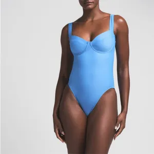Skims Signature Swim Underwire One Piece‎ in Blue Tide NWT Size Medium thumbnail 4