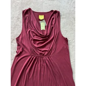 Anthropologie By Maeve Dress Cara Cowl Neck‎ Shift Red Size Large NWT thumbnail 2