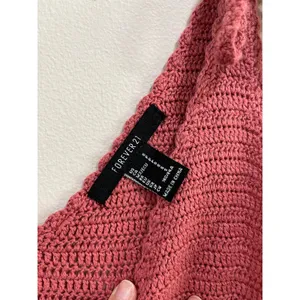 Forever 21 Pink Crochet Knit Mini‎ Dress Y2K Coquette Size Small thumbnail 4