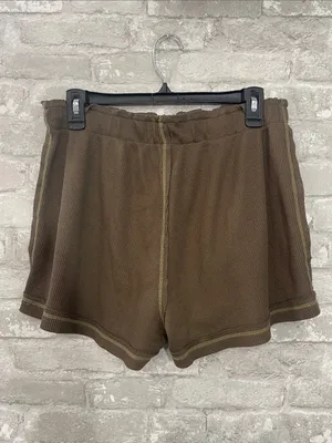 Free People Intimately "Early Night" Thermal Shorts in a brown/olive thumbnail 2