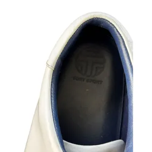 Tory Burch Sport‎ Ruffle Howell Court Sneakers 9 White Navy Leather Athletic thumbnail 9