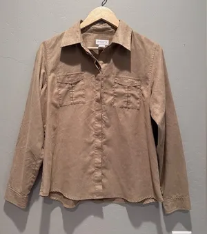 Liz Claiborne Sport Faux Suede Button Down Shirt Size Medium‎ Western Cowgirl thumbnail 1