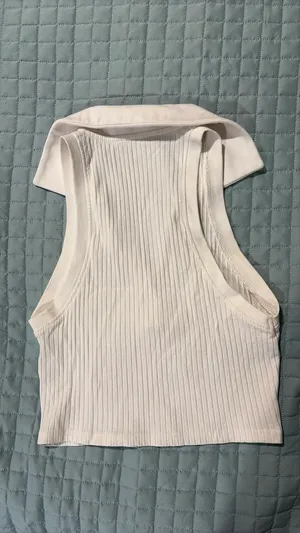 Zara Cropped White Polo Top thumbnail 2