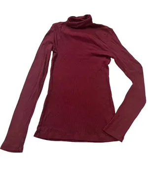 Splendid Burgundy Ribbed Turtleneck Sweater Long Sleeve Top Basic Medium Women's thumbnail 1