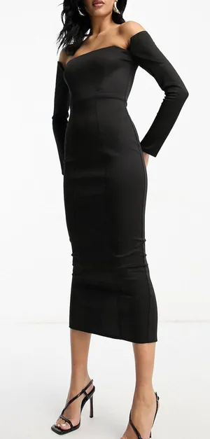Design Off Shoulder Midi Dress thumbnail 1