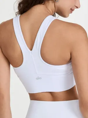 Alo Yoga Wild Thing Sports Bra Womens Small White Ruched Racerback Gym Workout thumbnail 2