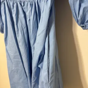 Abercrombie & Fitch Emerson Poplin Mini Dress Size XS P Puff Sleeve Powder Blue thumbnail 7