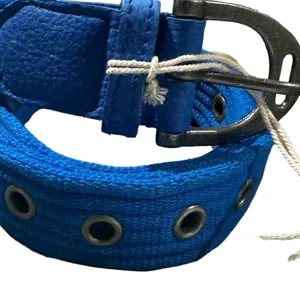 NWT Free People Avril Grommet Leather Woven Extra-Long Belt in Cobalt Blue thumbnail 5