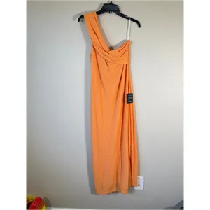 Lulus Orange Off Shoulder Maxi Dress Womens XL Summer Bodycon Minimalist Sleek thumbnail 10