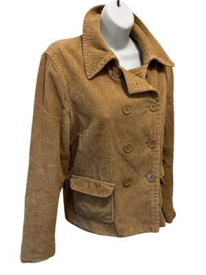 VTG Y2K Gap Double Breasted Relaxed Corduroy Utility Jacket Sz L Pockets Belt thumbnail 2