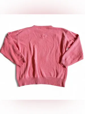 Vintage Tulchan Pink‎ Floral Embroidered Sweater | 90s Cottagecore Cotton Knit L thumbnail 2