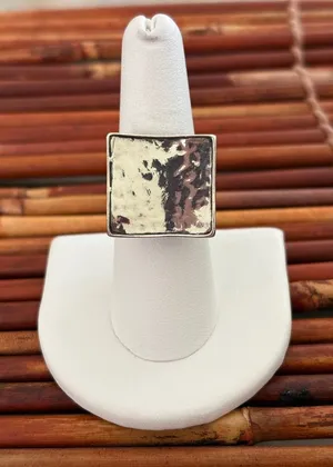 Silpada Square Hammered Sterling Silver Ring 7.5 thumbnail 1