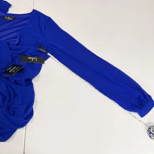 NWT Lulus Wondrous Water Lilies Royal‎ Blue Long Sleeve Slit Maxi Dress LARGE thumbnail 8
