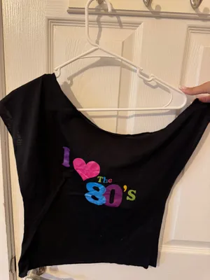 I ❤️ the 80’s off the shoulder top Black thumbnail 2