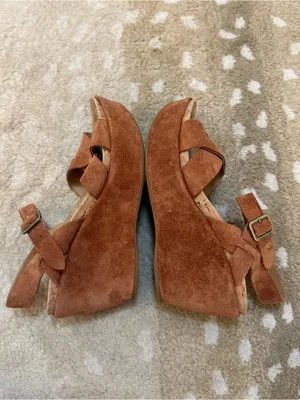 Kork-Ease K3780 Suede Cork Platform Wedge Sandals Cognac Brown Women’s 6M thumbnail 7