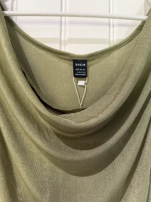 Shein Olive Green Draped Cowl Neck Crop Top thumbnail 3