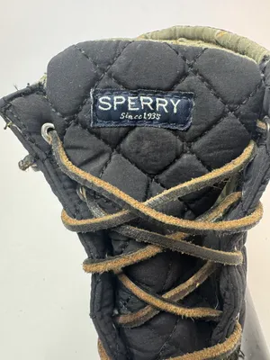 Saltwater Black Quilted Lace Up Boots Size 7.5 thumbnail 8