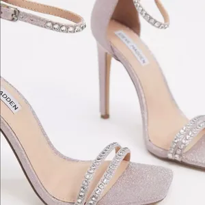 Steve Madden Collette Blush Glitter Rhinestone Strappy Stiletto Size 7 thumbnail 1