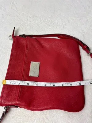 Lauren Ralph Lauren‎ Red Leather Crossbody with Logo Plate thumbnail 8