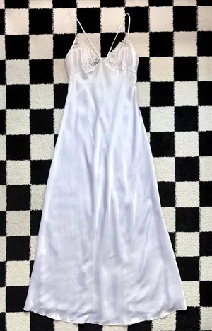 Shirley of Hollywood White Maxi Slip M thumbnail 1