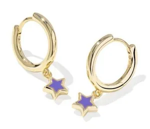 Kendra Scott Kayla Huggies Hoop Earrings with Purple Star Charms New thumbnail 1
