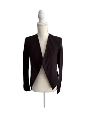 H&M Black Asymmetrical Blazer Jacket Size US 2 thumbnail 4