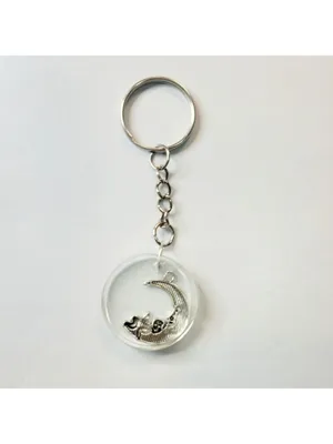 Silver Moon and Cupid Resin Keychain Handmade thumbnail 3