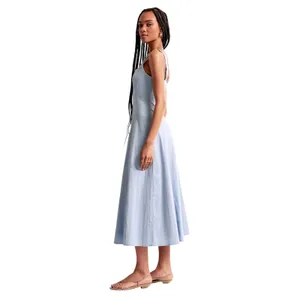 Abercrombie and fitch The A&F Mila Midi Dress corset lilac blue size SP spring thumbnail 10