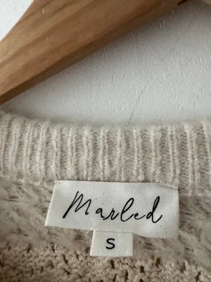 Marled Cream Knit Cardigan‎ Button Front Sweater thumbnail 4