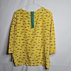 Anthropologie Maeve Linosa cloud yellow 100% silk blouse top sz XS thumbnail 7