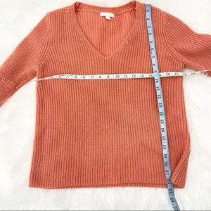 LC Lauren‎ Conrad V Neck Coral Knit Bell sleeved Sweater Size S Feminine thumbnail 4
