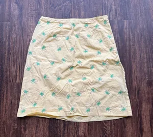 Talbots Petites Women’s Sunny Yellow Embroidered Palm Tree Mini Skirt- Size 4 thumbnail 1