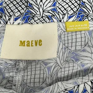 Maeve Anthropologie Pineapple Print Ruffle‎ Hem Shorts Blue White Women Size 0 thumbnail 6