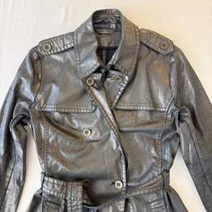 Dismero Italian Made Metallic Trench Jacket Womens 10 Belted Moto thumbnail 16