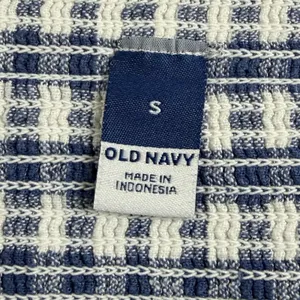 Old Navy Fit Flare Dress Women S Blue Gingham Linen Blend Tie Front Mini Coastal thumbnail 4