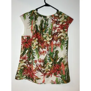 Women's Talbots vibrant,‎ sleeveless shirt tropical botanical M thumbnail 7