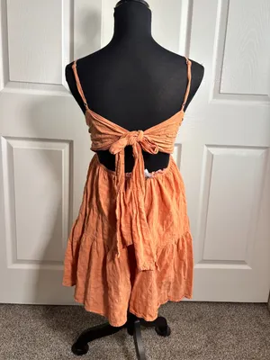 Princess Polly orange gauze tie-back mini dress size US 6 thumbnail 3