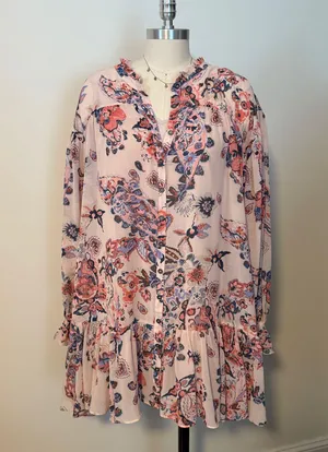 NWT Free People Pink Floral Mini Dress thumbnail 1