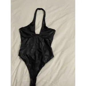 Naked Wardrobe Black Halter Bodysuit Underwire Shiny Stretch Top Size S thumbnail 2