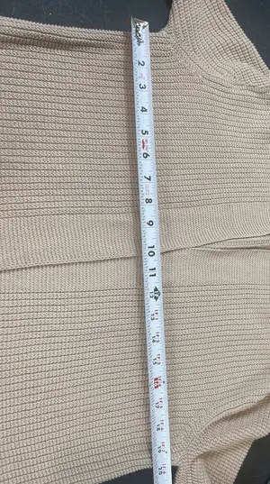 Club Monaco 100% Cotton Cable Knit Cardigan Beige Open Front Oversized XS thumbnail 11